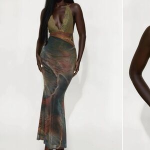 Fashion Nova Multicolor Halter Maxi Dress